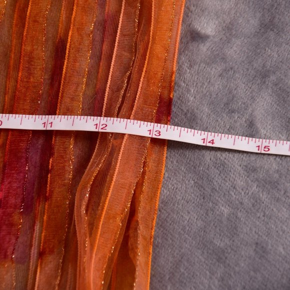 Orange Sheer Pleated Scarf with Fringe Trim - Picture 3 of 7